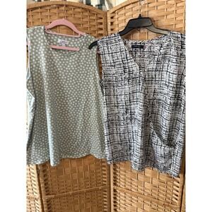Lot 2 Women's Tank Tops Size L Prima D&C Stars Geometric Boho‎ Summer